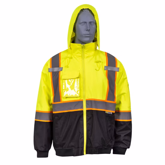 Maniche rimovibili riflettenti di sicurezza Felpa con cappuccio Foderato in pile Poliestere imbottito Impermeabile Repellente e traspirante Abbigliamento da lavoro Tc Giacca ad alta visibilità Chaqueta Reflec
